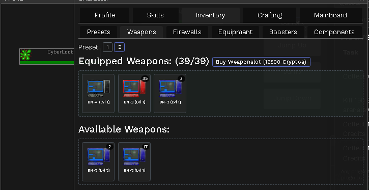 Expansión de ranuras de armas a 39 slots en Clickfight
